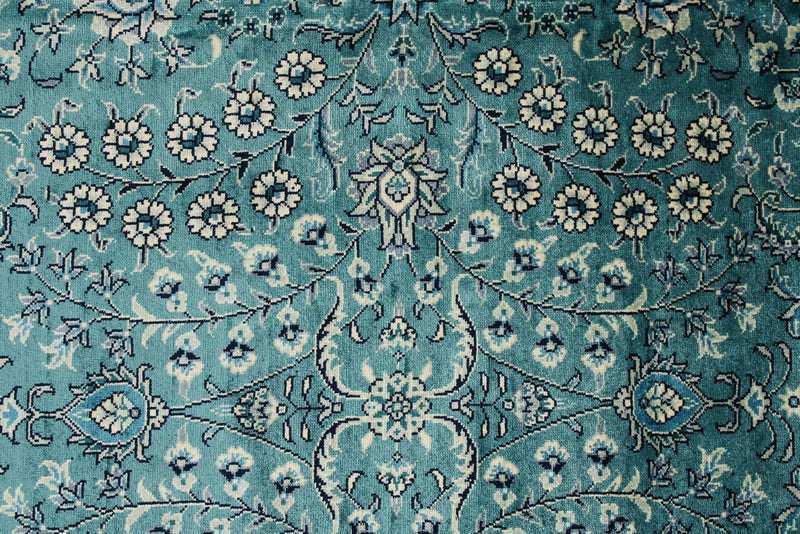 6x9 Blue and Navy Turkish Silk Rug