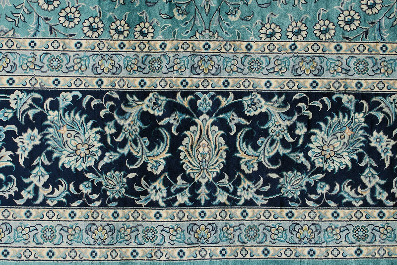 6x9 Blue and Navy Turkish Silk Rug
