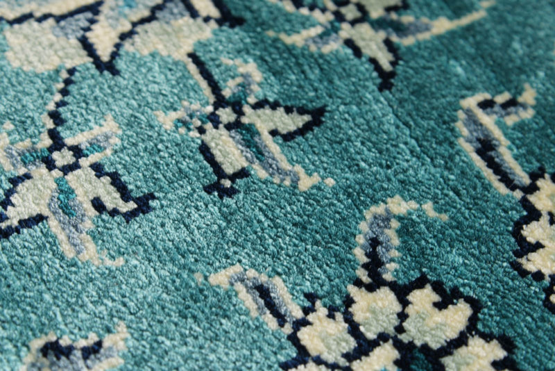 6x9 Blue and Navy Turkish Silk Rug