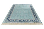 6x9 Blue and Navy Turkish Silk Rug