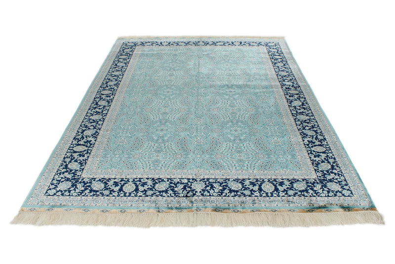 6x9 Blue and Navy Turkish Silk Rug