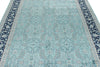 6x9 Blue and Navy Turkish Silk Rug