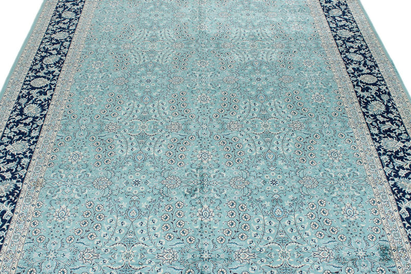 6x9 Blue and Navy Turkish Silk Rug