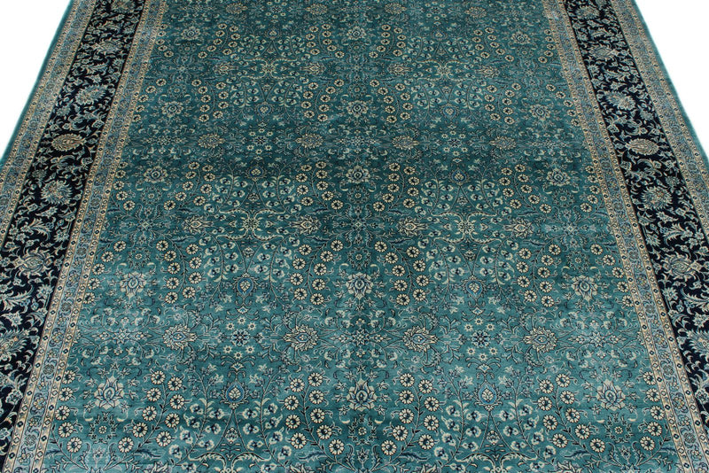 6x9 Blue and Navy Turkish Silk Rug