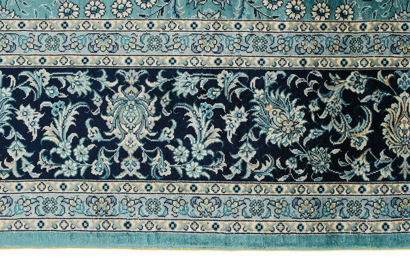6x9 Blue and Navy Turkish Silk Rug