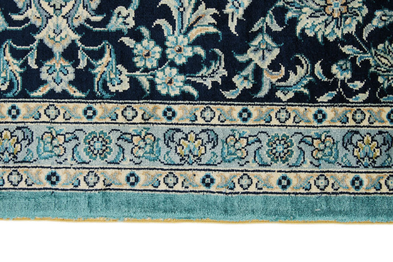 6x9 Blue and Navy Turkish Silk Rug