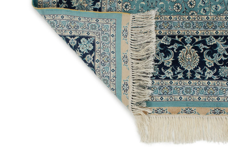 6x9 Blue and Navy Turkish Silk Rug
