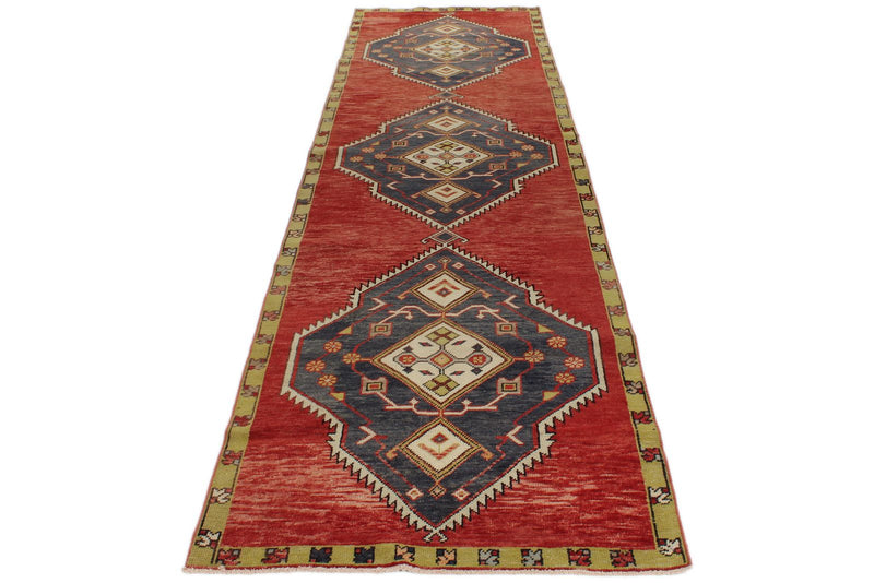 3x12 Navy and Red Turkish Tribal Runner