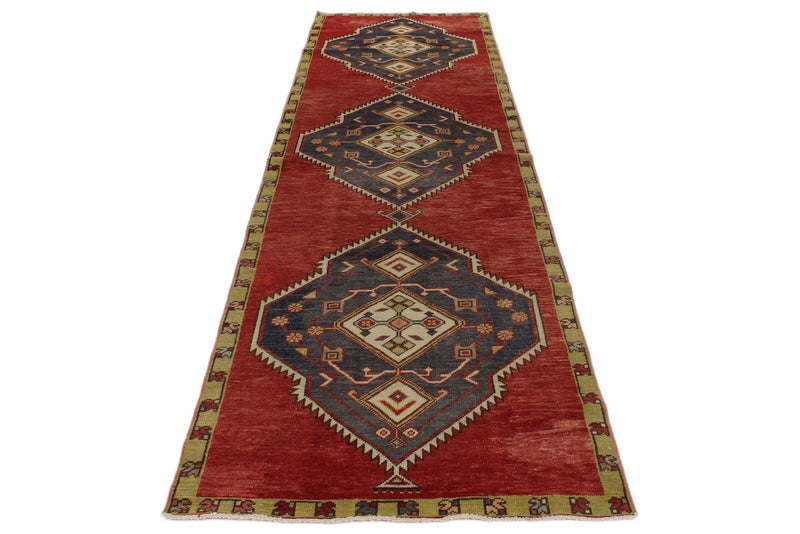 3x12 Navy and Red Turkish Tribal Runner