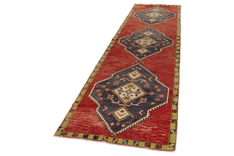 3x12 Navy and Red Turkish Tribal Runner