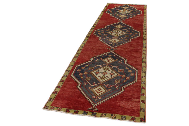 3x12 Navy and Red Turkish Tribal Runner