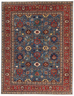 9x12 Light Blue and Rust Anatolian Traditional Rug