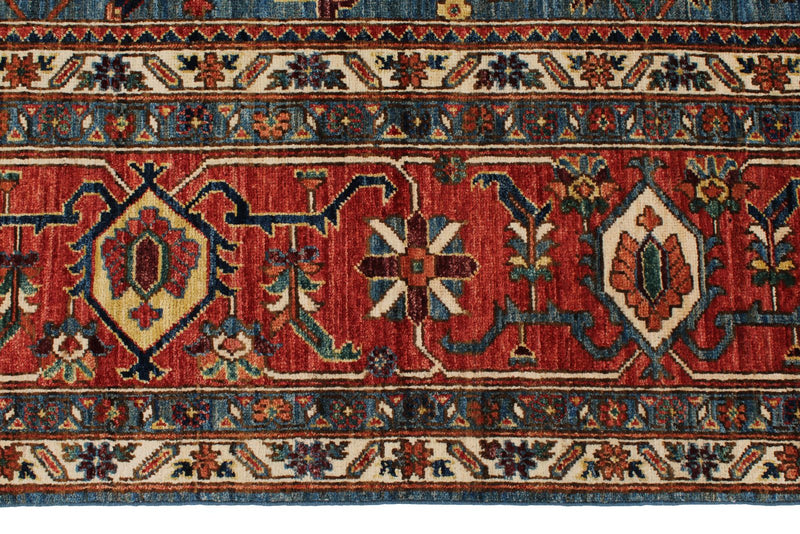 9x12 Light Blue and Rust Anatolian Traditional Rug