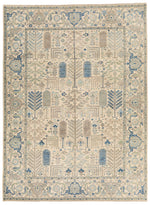 9x12 Ivory and Blue Anatolian Traditional Rug