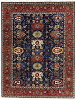 9x12 Navy and Red Anatolian Traditional Rug