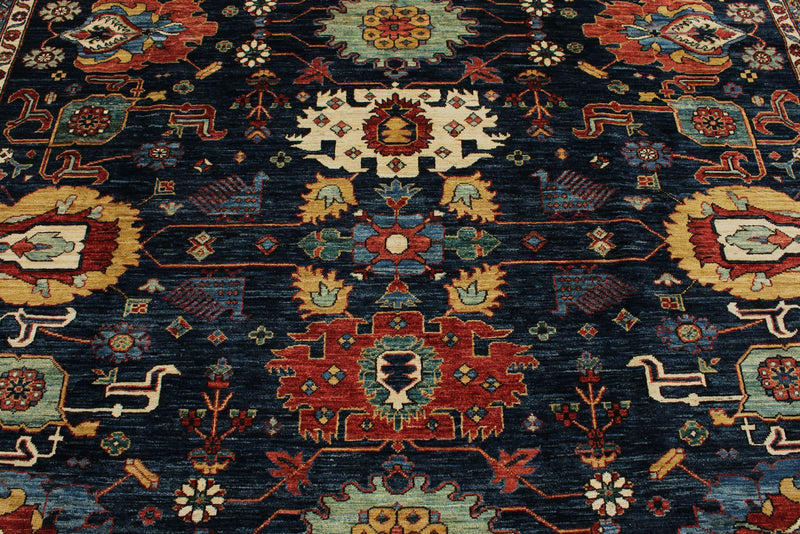 9x12 Navy and Red Anatolian Traditional Rug