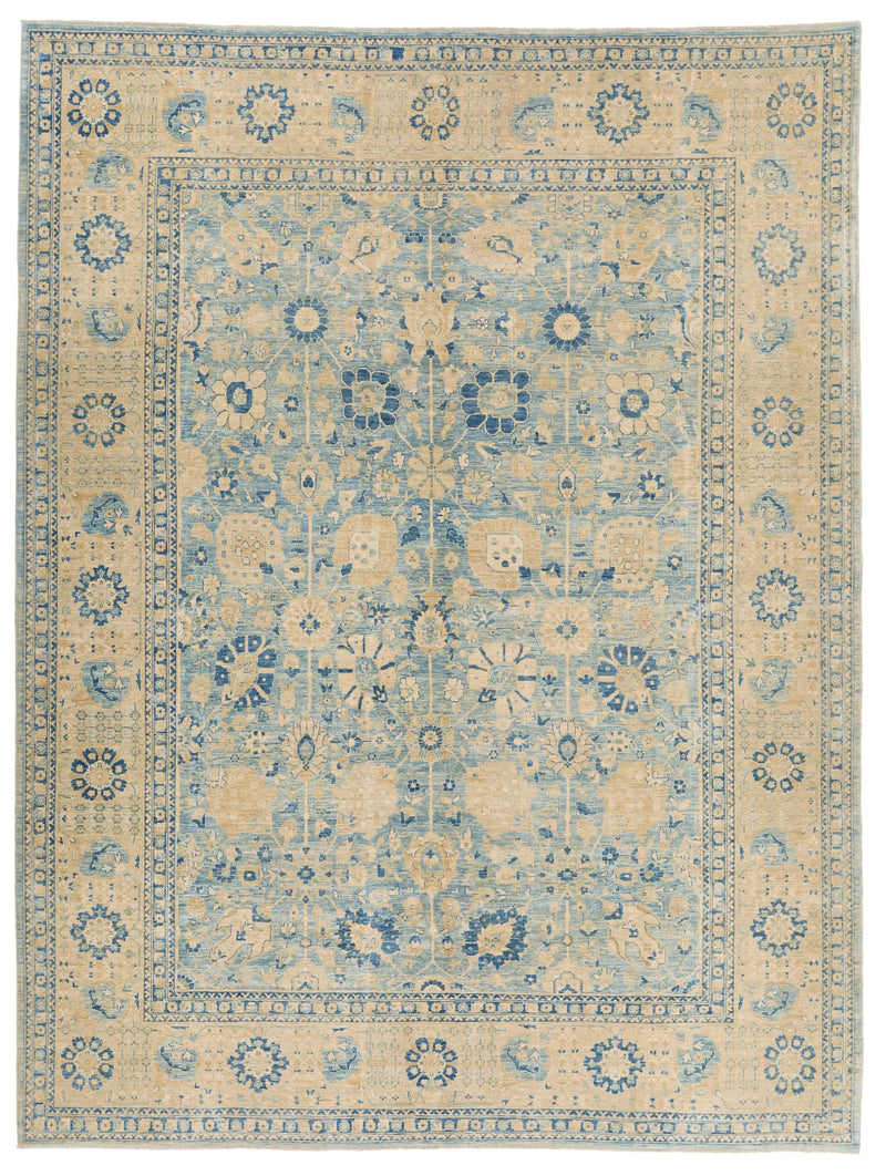 9x12 Light Blue and Beige Traditional Rug