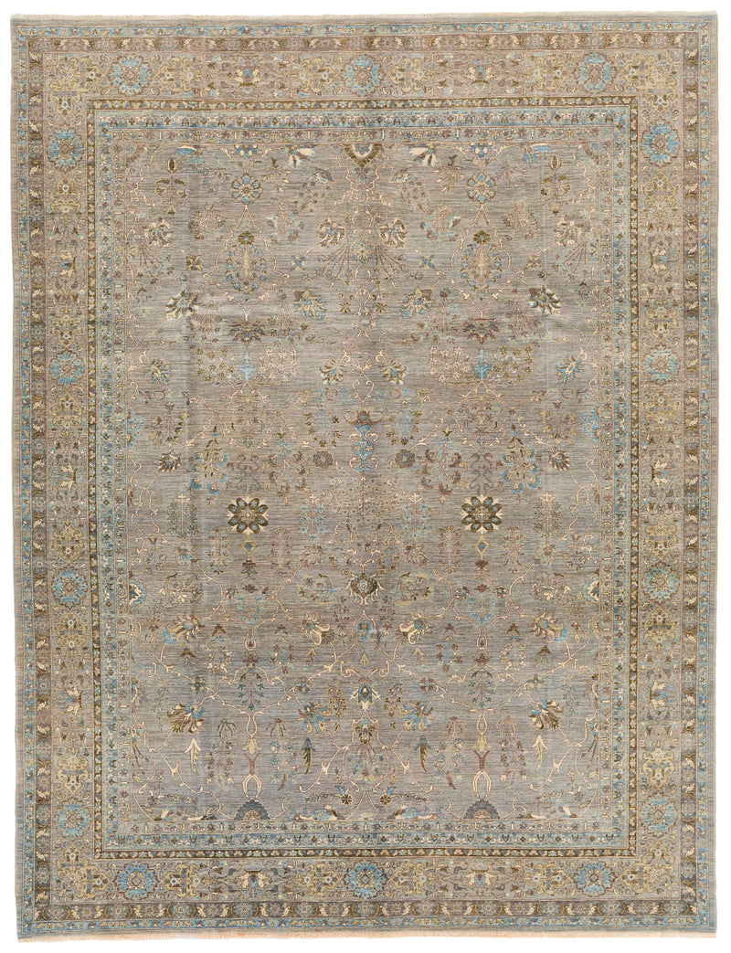 9x12 Gray and Gray Traditional Rug