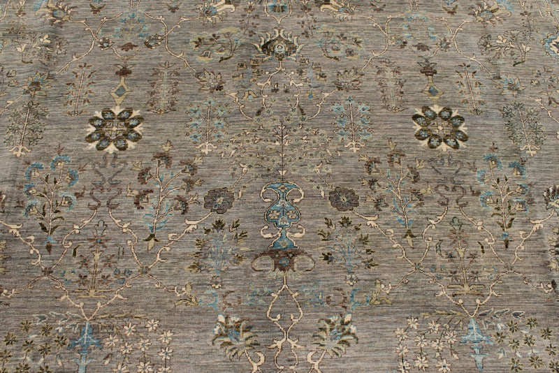 9x12 Gray and Gray Traditional Rug