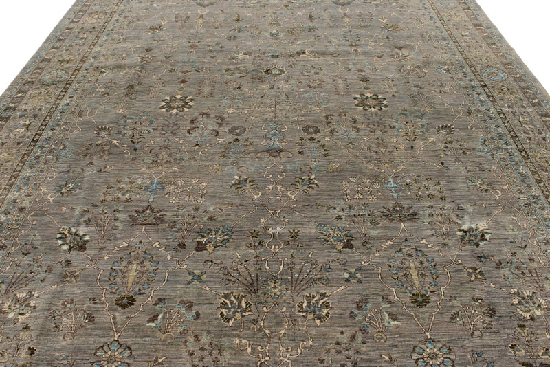 9x12 Gray and Gray Traditional Rug