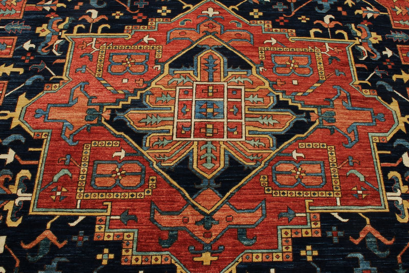 9x12 Red and Light Blue Anatolian Traditional Rug