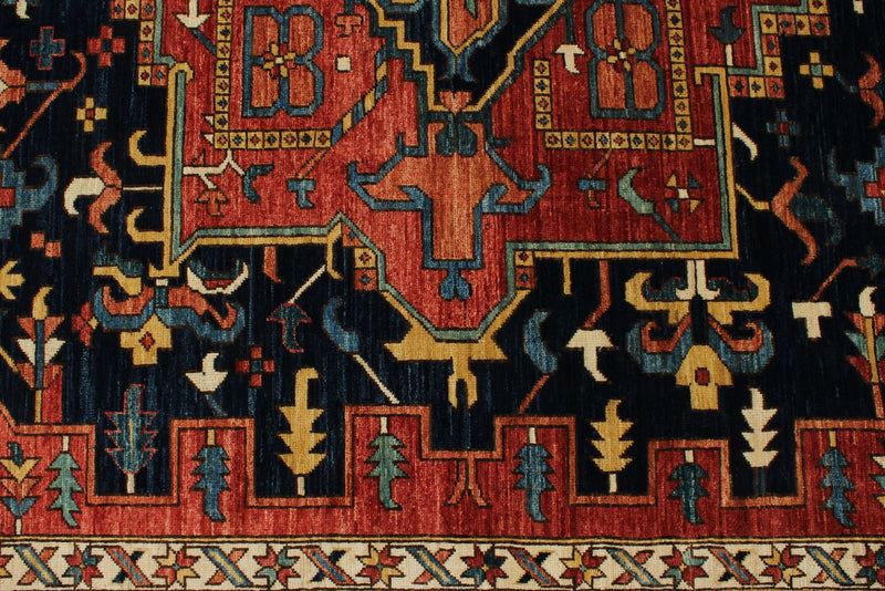 9x12 Red and Light Blue Anatolian Traditional Rug