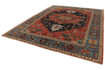 9x12 Red and Light Blue Anatolian Traditional Rug