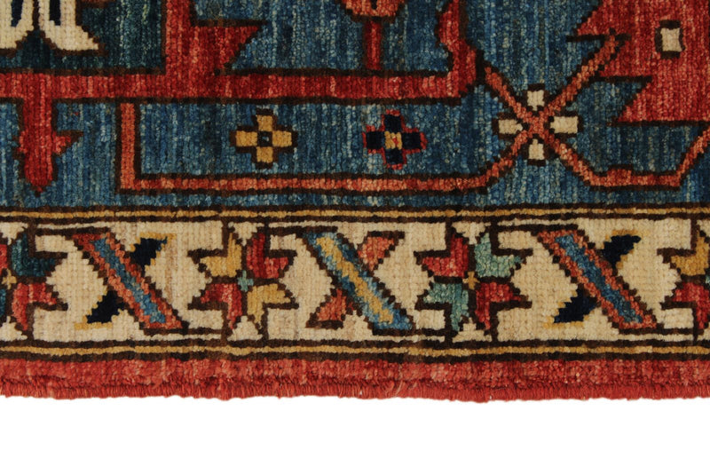 9x12 Red and Light Blue Anatolian Traditional Rug