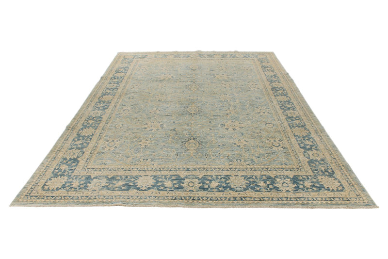 9x12 Light Blue and Navy Anatolian Traditional Rug