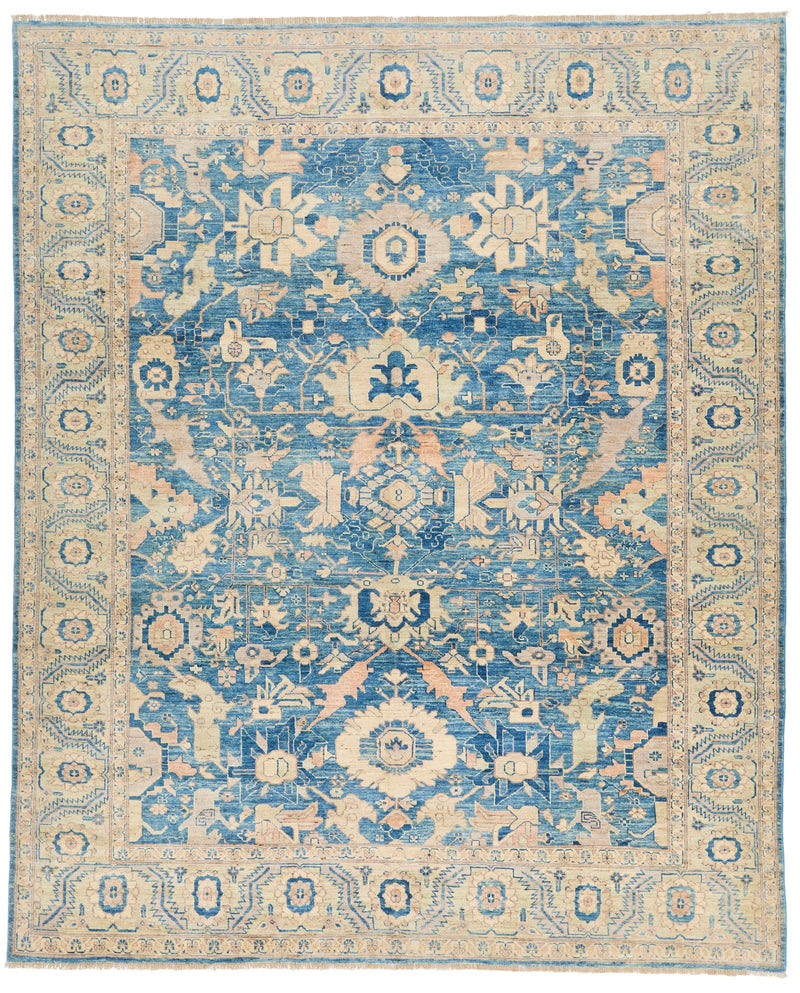 8x10 Navy and Beige Anatolian Traditional Rug