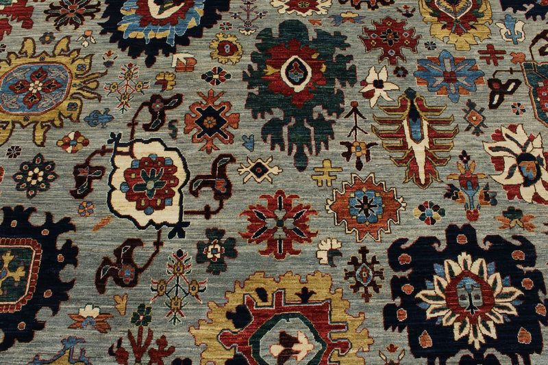 8x10 Gray and Multicolor Traditional Rug