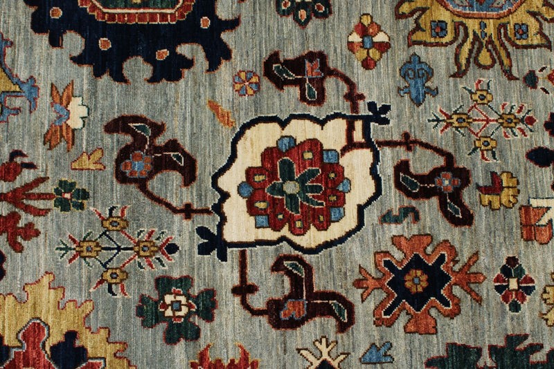 8x10 Gray and Multicolor Traditional Rug