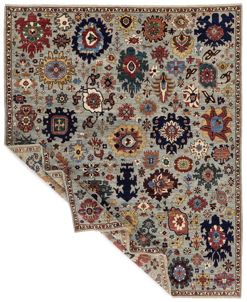 8x10 Gray and Multicolor Traditional Rug