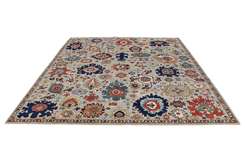 8x10 Gray and Multicolor Traditional Rug