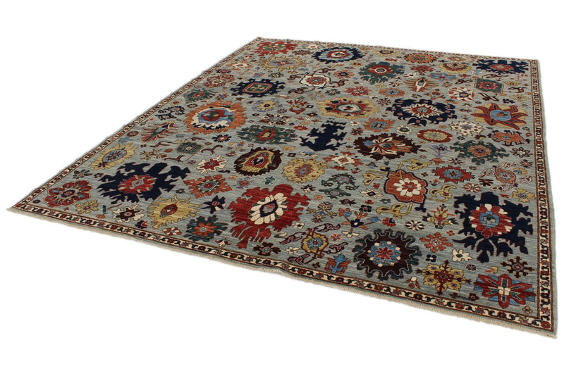 8x10 Gray and Multicolor Traditional Rug