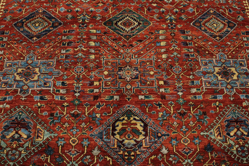 8x10 Red and Light Blue Anatolian Traditional Rug
