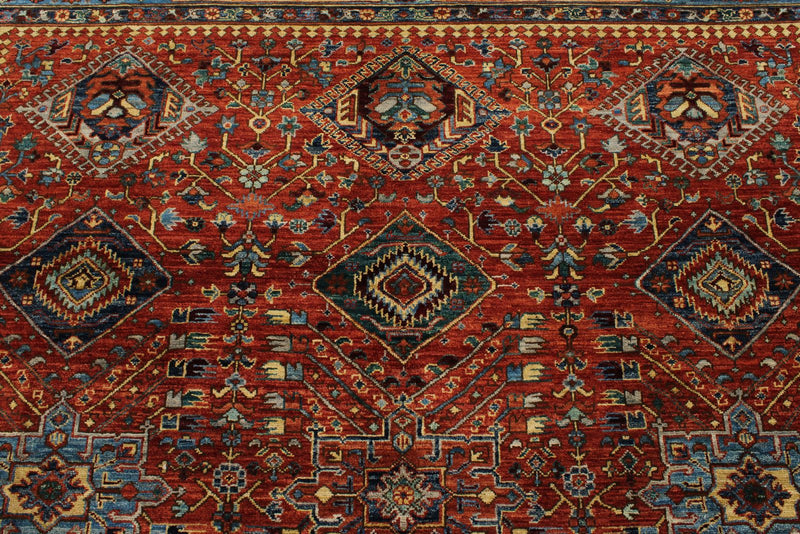 8x10 Red and Light Blue Anatolian Traditional Rug