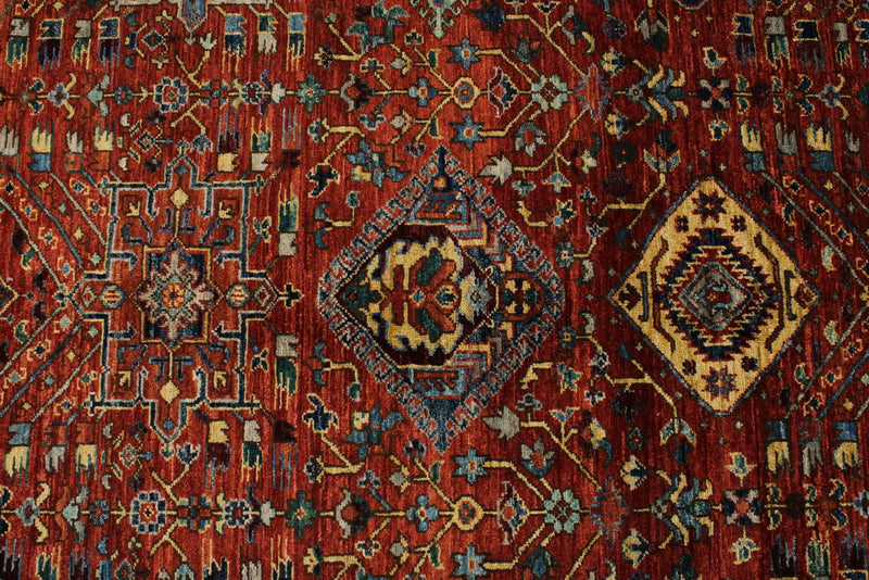 8x10 Red and Light Blue Anatolian Traditional Rug