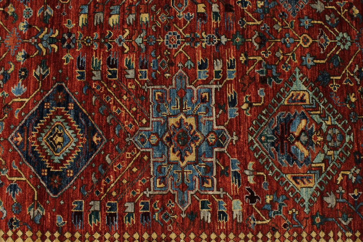 8x10 Red and Light Blue Anatolian Traditional Rug