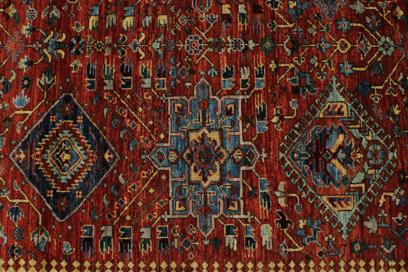 8x10 Red and Light Blue Anatolian Traditional Rug