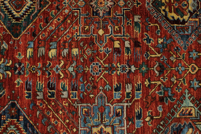 8x10 Red and Light Blue Anatolian Traditional Rug