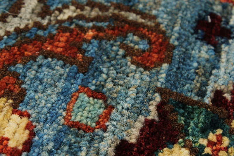 8x10 Red and Light Blue Anatolian Traditional Rug