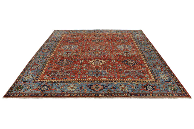 8x10 Red and Light Blue Anatolian Traditional Rug