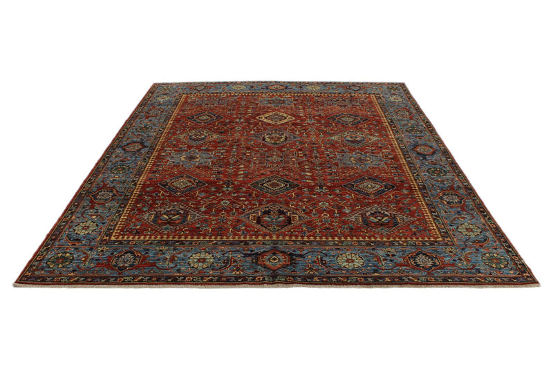 8x10 Red and Light Blue Anatolian Traditional Rug