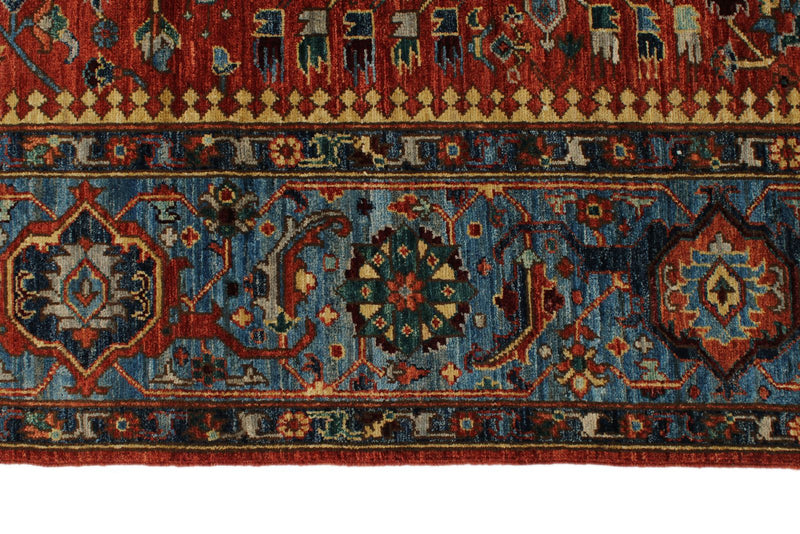 8x10 Red and Light Blue Anatolian Traditional Rug
