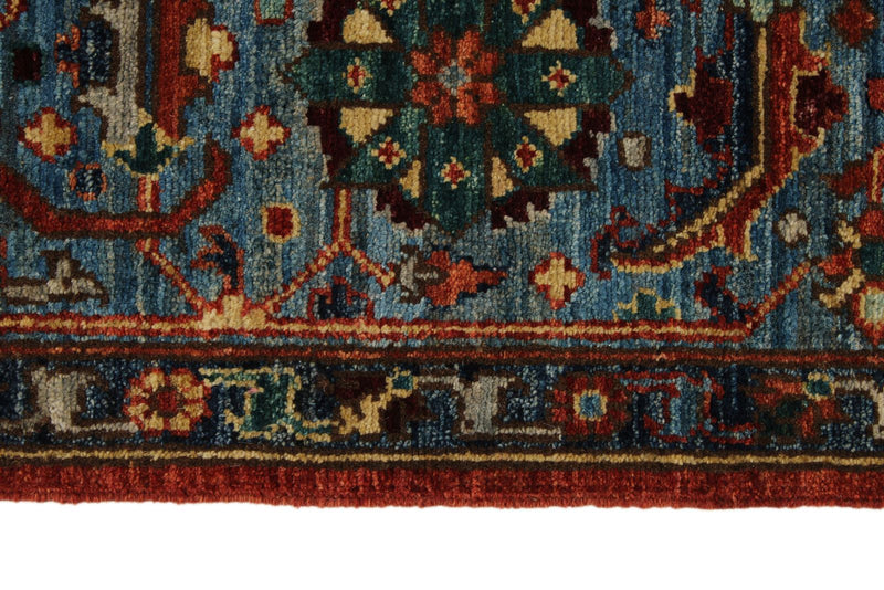 8x10 Red and Light Blue Anatolian Traditional Rug