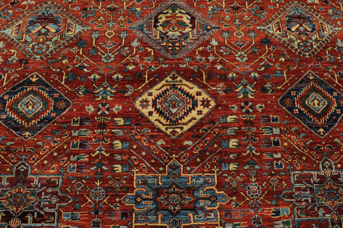 8x10 Red and Light Blue Anatolian Traditional Rug