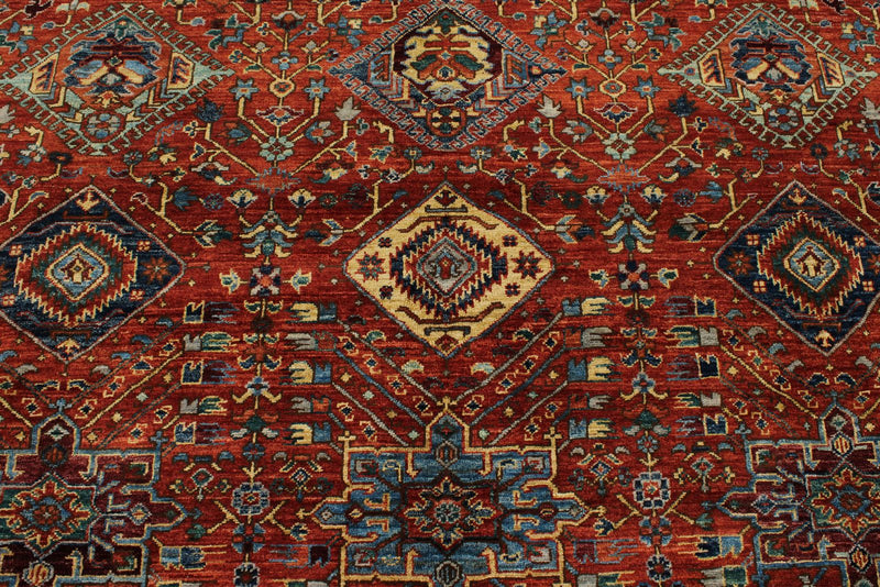 8x10 Red and Light Blue Anatolian Traditional Rug