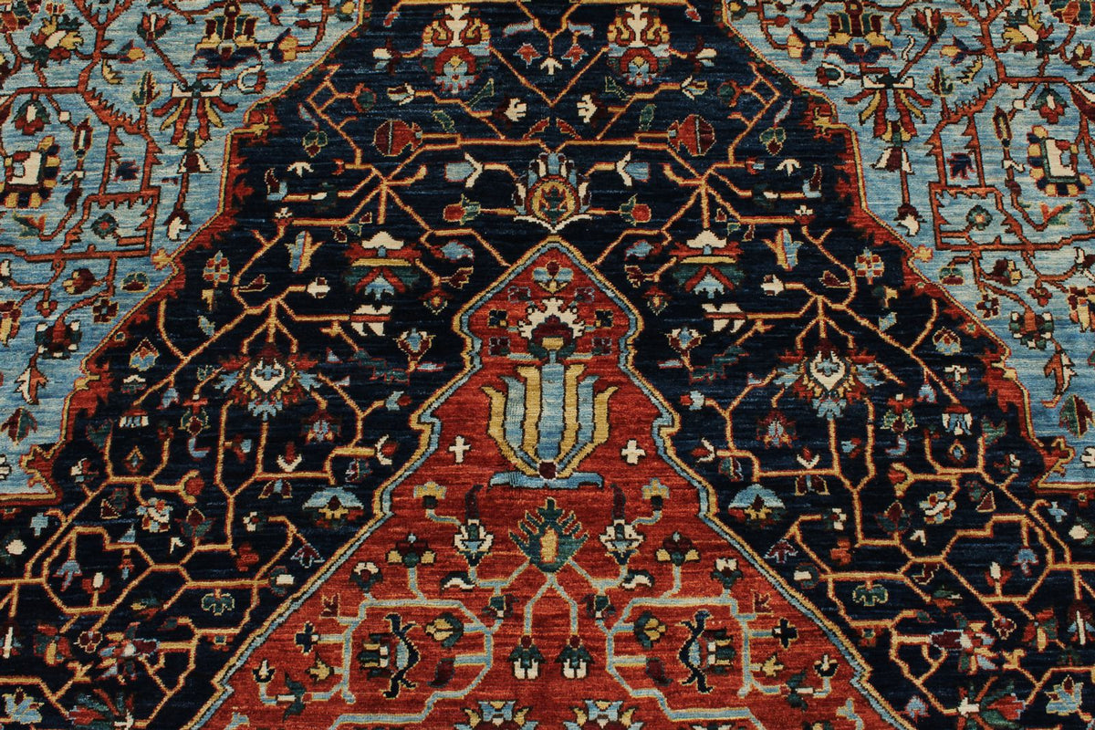 8x10 Red and Light Blue Traditional Rug