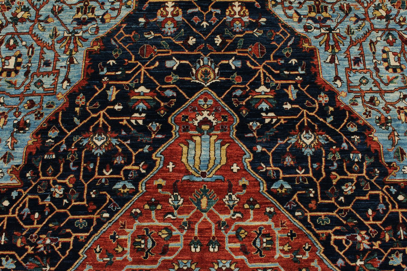 8x10 Red and Light Blue Traditional Rug